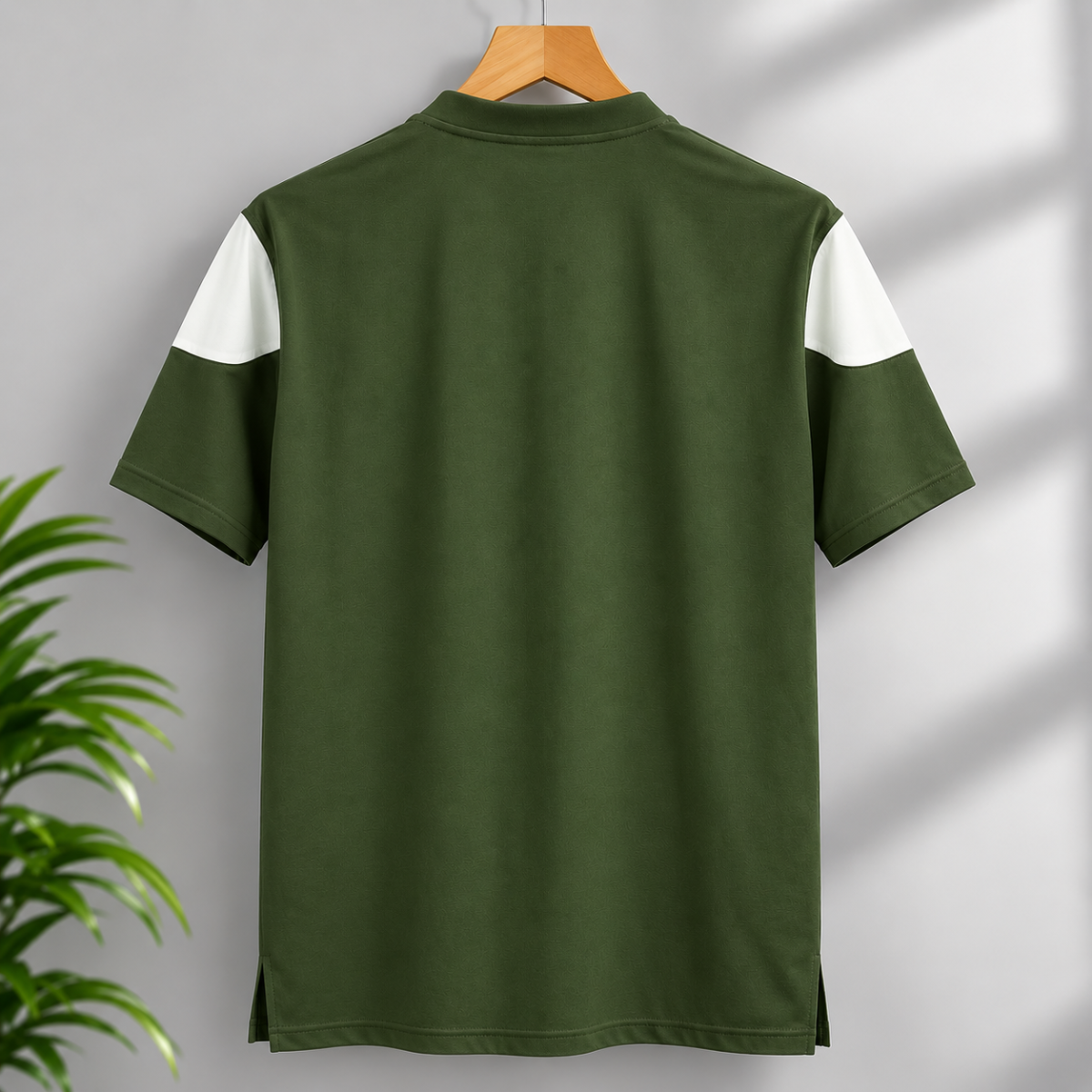 100% Cotton Peach Finish Jersey Men's Band Collar Polo Shirt