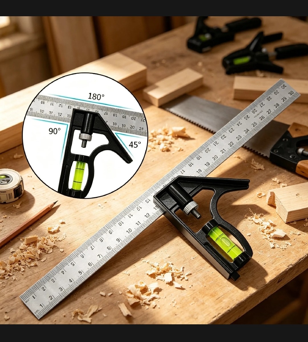 300mm Stainless Steel Angle  Combination Square Ruler Mobile Horizontal Movable 45Degree Right Carpenter Woodworking Level Moving