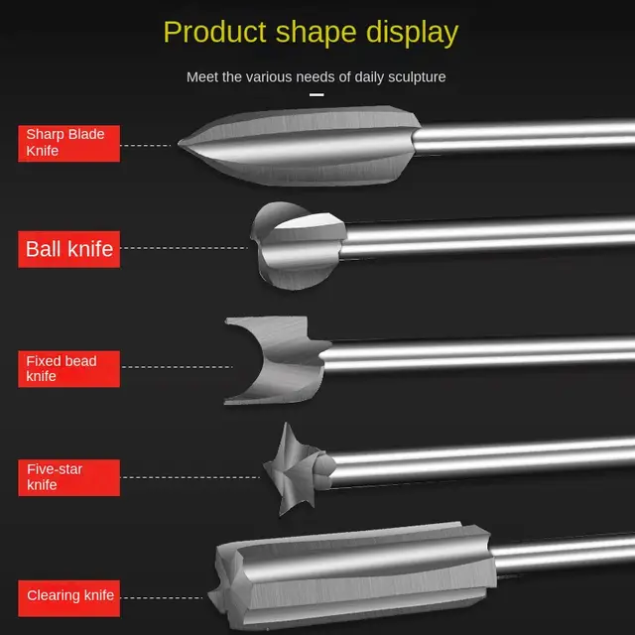 5pcs Woodworking Carving Drill Bit Wood  Grinding Engraving Milling Cutter Wood Carving  Tools Drill Bit Set