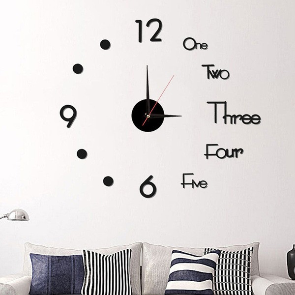 DIY Hole-free Luminous Wall Clock Creative Acrylic Wall Clock Living Room Home Wall-mounted Bedroom Clock