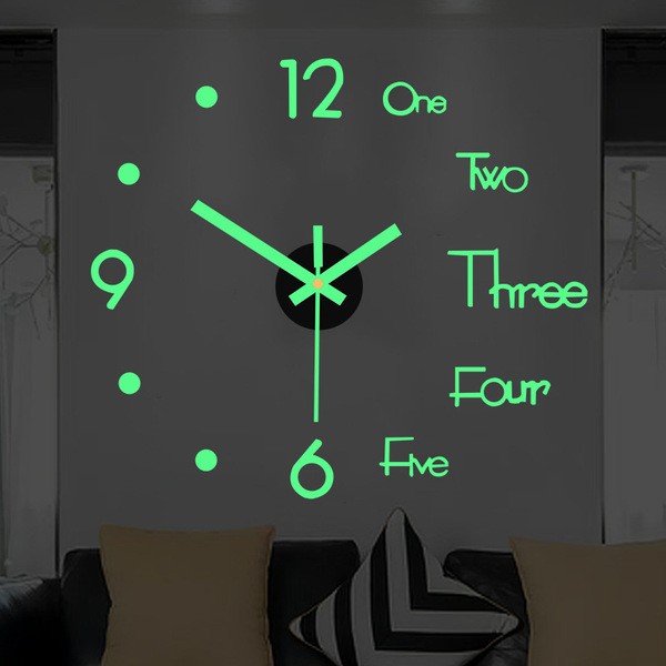 DIY Hole-free Luminous Wall Clock Creative Acrylic Wall Clock Living Room Home Wall-mounted Bedroom Clock