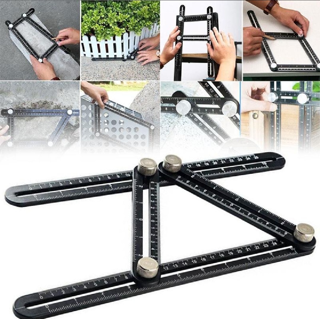Four-Angle Ultimate Tile Template Tool Protractor Multi-Angle Ruler Layout Measuring ^ Tool Angle Ruler