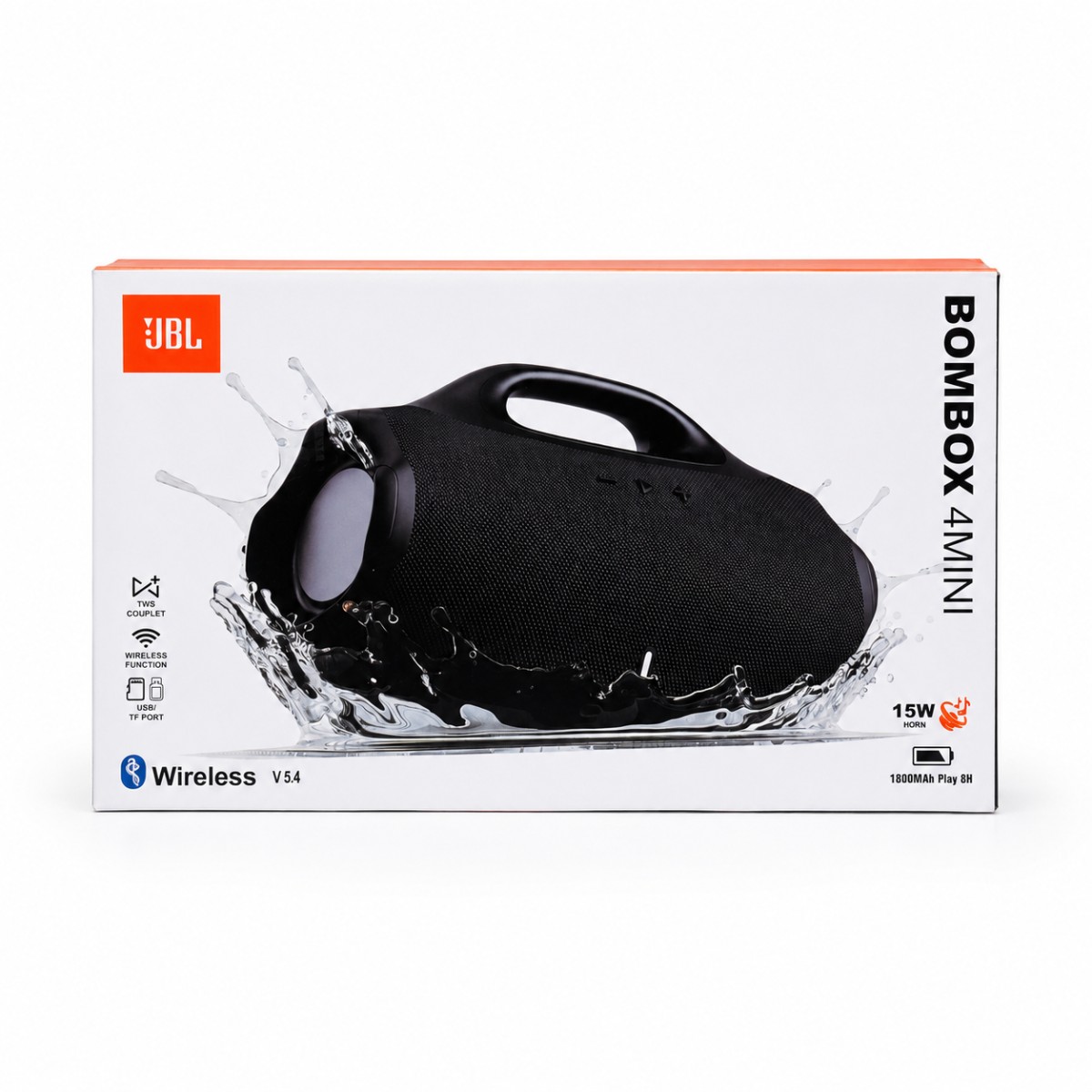 JBL Boombox 4 Mini Portable Wireless Speaker – 15W Power, Bluetooth 5.4, TWS Stereo, 1800mAh Battery, 8H Playtime & Splashproof Outdoor Speaker