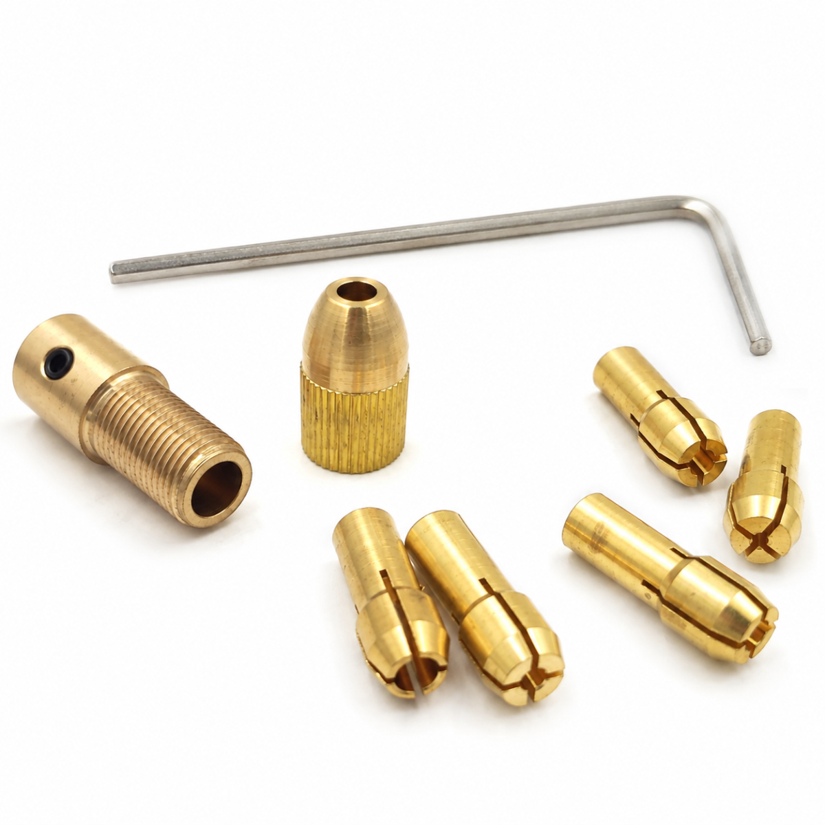 Mini Drill Bit Copper Collet Micro Twist Drill Chuck Set- Golden