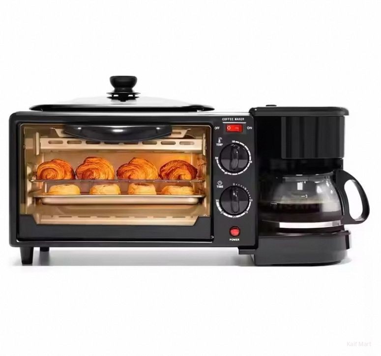 Multi Function 3 in 1 Breakfast Maker Machine 1050W Electrical Home Bakery Oven High Quality Design - 9L