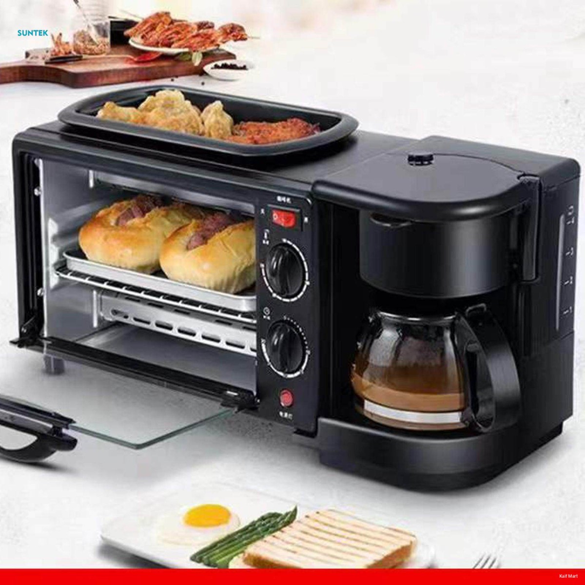 Multi Function 3 in 1 Breakfast Maker Machine 1050W Electrical Home Bakery Oven High Quality Design - 9L