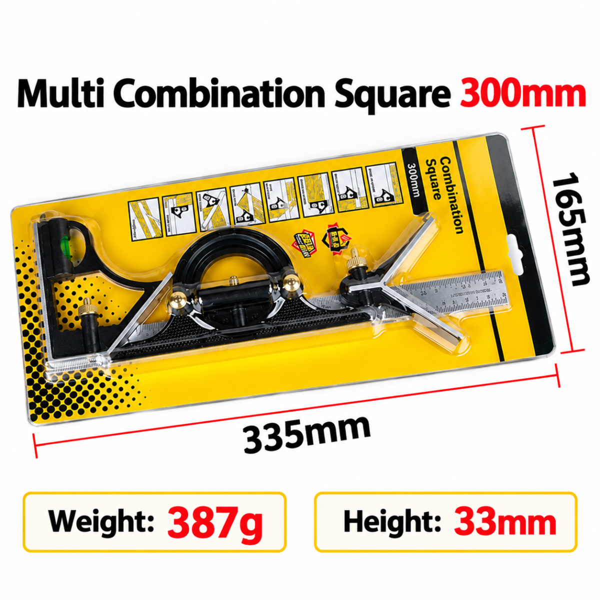 Multifunctional Combination Angle Ruler High-Precision Stainless Steel 90° Level Square Carpenter's Dedicated Protractor Tool