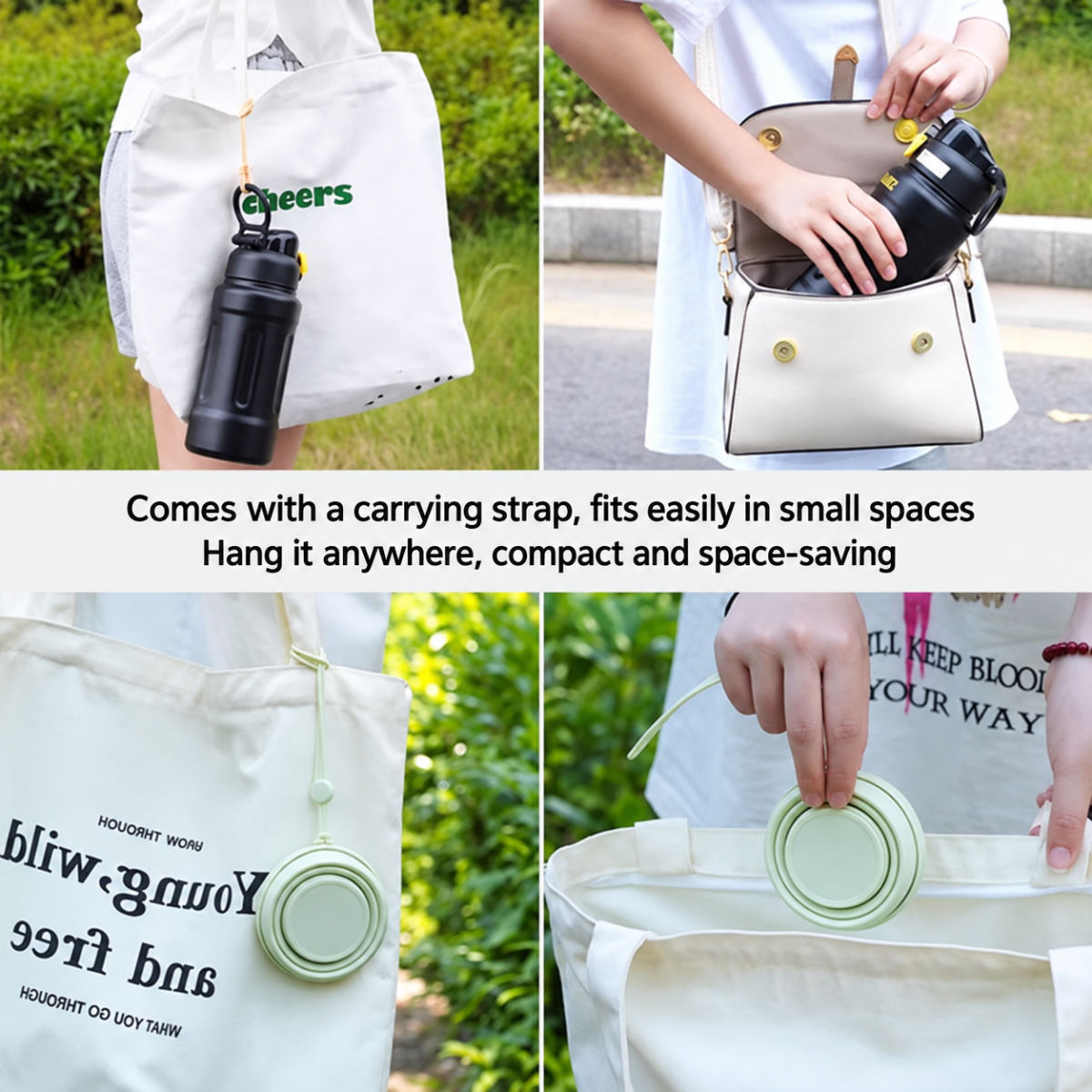 Portable Foldable Collapsible outdoor Travel Silicone Coffee Cup with cover folding water -Coffee Mug