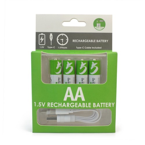 AA Size 2600mAh Rechargeable Battery Pack - 4pcs Set - Type-C