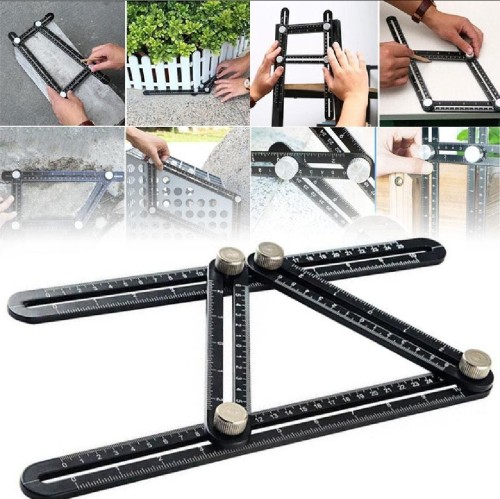 Four-Angle Ultimate Tile Template Tool Protractor Multi-Angle Ruler Layout Measuring ^ Tool Angle Ruler