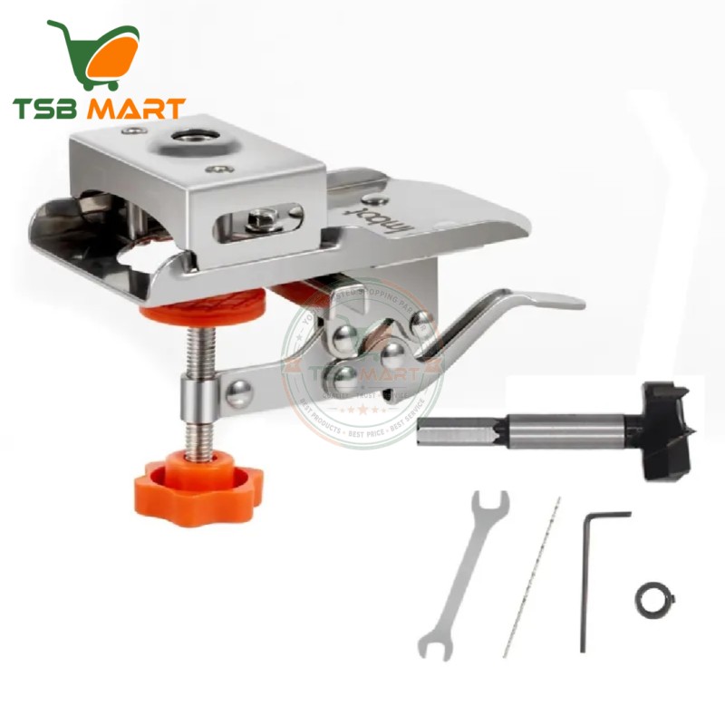 Concealed Hinge Drilling Jig Woodworking Hole Drilling Guide Locator Stainless Steel Plastic Hole Opener Template Door Tool