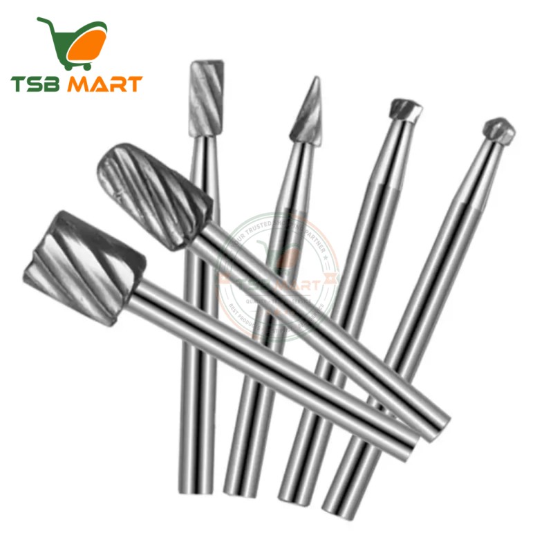 6Pcs 3mm handle High-speed Steel Woodworking Small Rotary File Grinding Head DIY Carpenter Polishing and Trimming Electric Tool Set