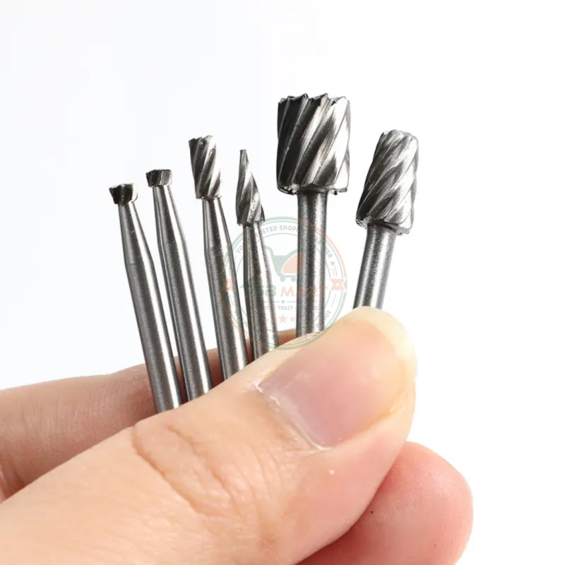 6Pcs 3mm handle High-speed Steel Woodworking Small Rotary File Grinding Head DIY Carpenter Polishing and Trimming Electric Tool Set