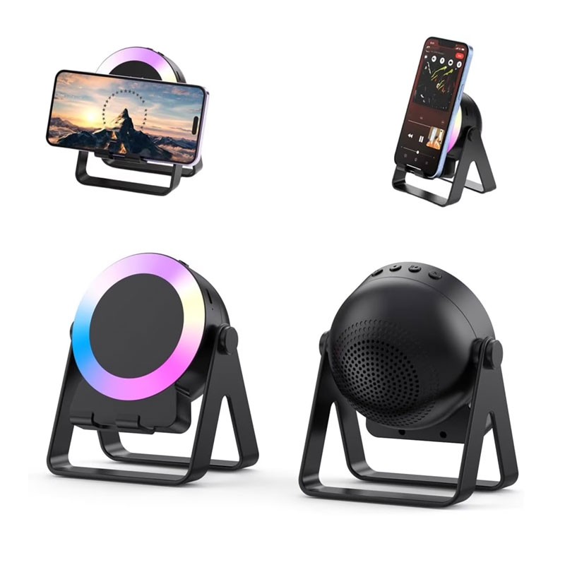 ZF18 Multifunctional Bluetooth Wireless Speaker with Adjustable Mobile Phone Stand & ^ RGB LED Light - Smile Edition