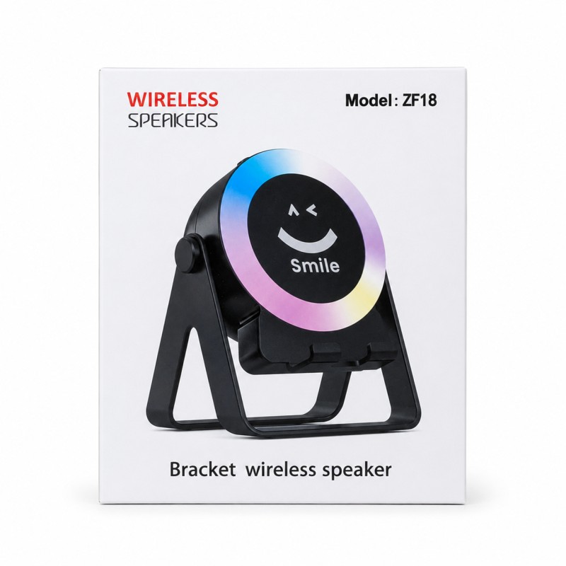 ZF18 Multifunctional Bluetooth Wireless Speaker with Adjustable Mobile Phone Stand & ^ RGB LED Light - Smile Edition
