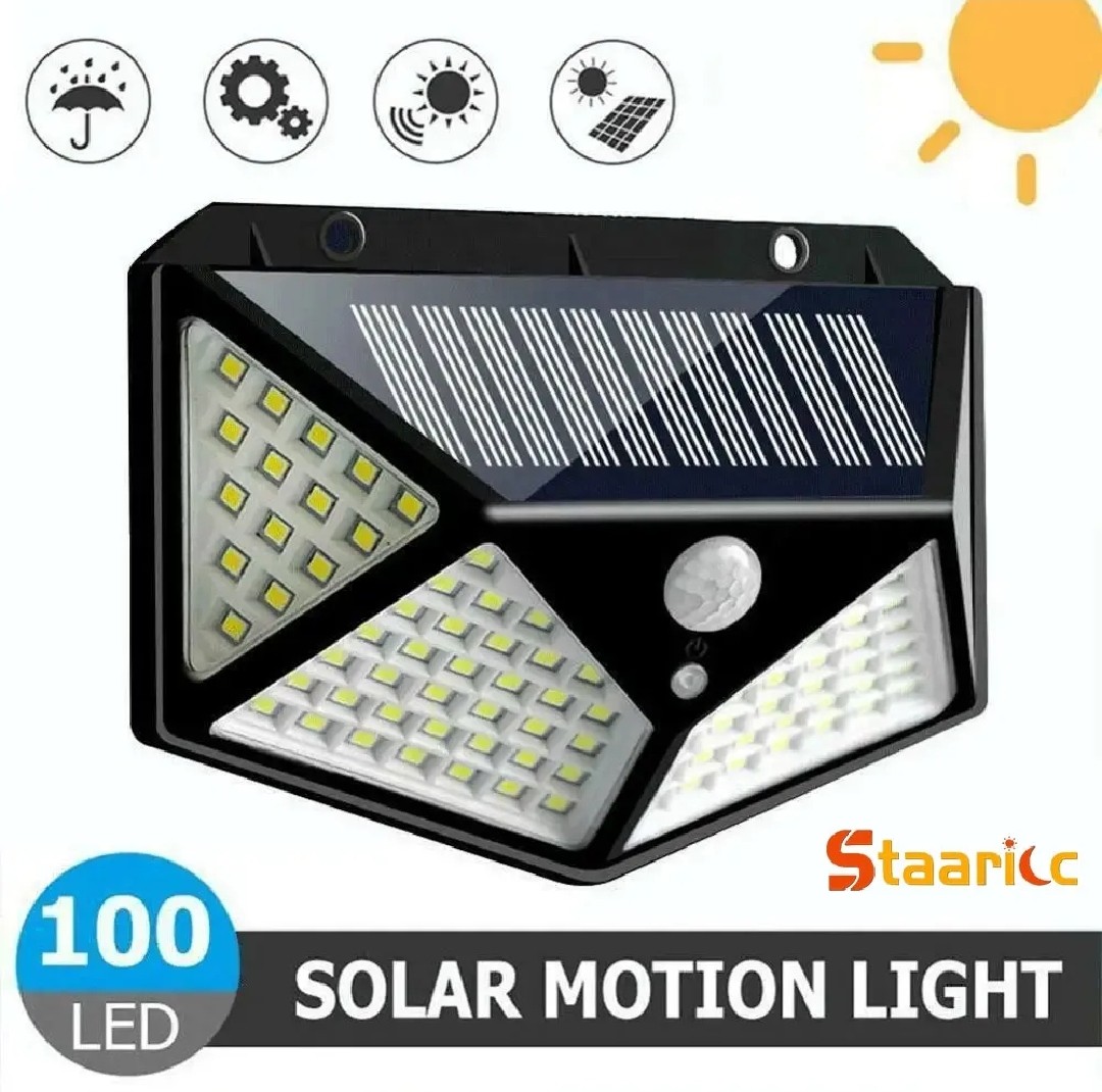 STAARICC 100 LED Solar Motion  Sensor Security Light Outdoor Waterproof PIR Spotlight for Yard Garden Path Fence Decoration