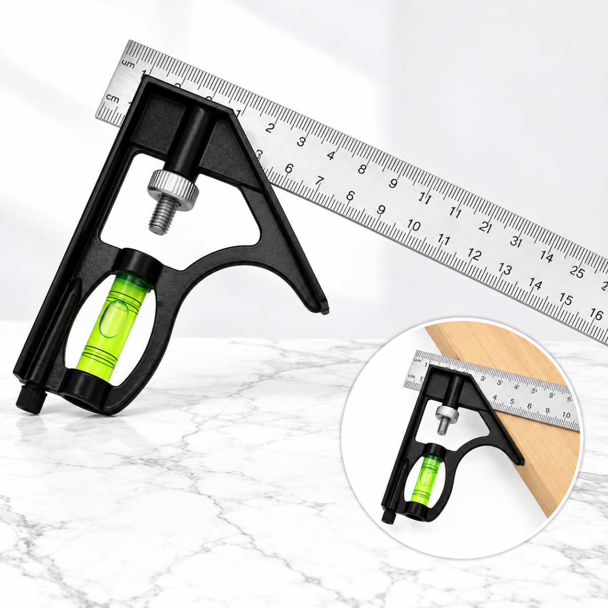 300mm Stainless Steel Angle  Combination Square Ruler Mobile Horizontal Movable 45Degree Right Carpenter Woodworking Level Moving