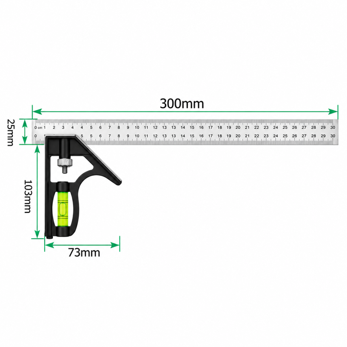 300mm Stainless Steel Angle  Combination Square Ruler Mobile Horizontal Movable 45Degree Right Carpenter Woodworking Level Moving