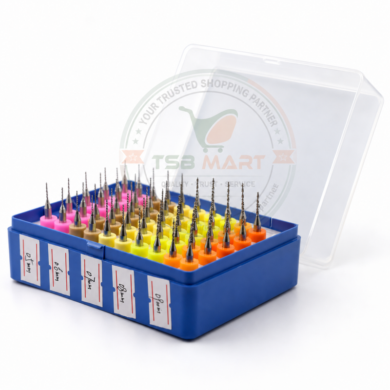 50-Piece 0.5-0.9mm Micro PCB Carbide Router Bit Kit CNC Cutter Milling Carving Bit Set PCB Drilling End Mill Cutter Machine