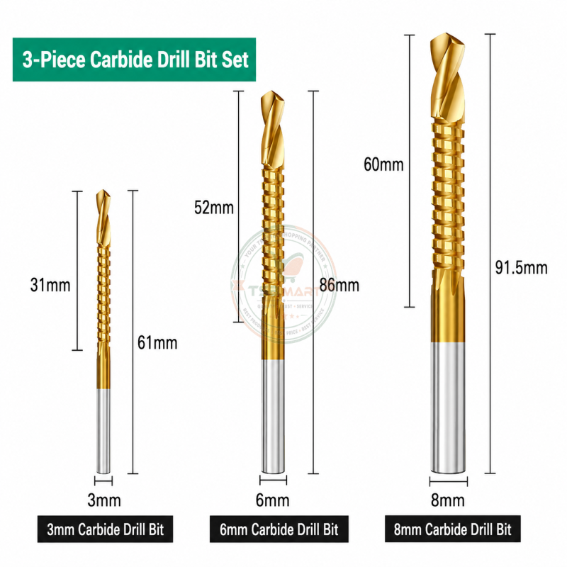 Pagoda drill serrated drill 6-piece set titanium-plated pagoda drill woodworking hole reaming groove pagoda drill plastic box suit