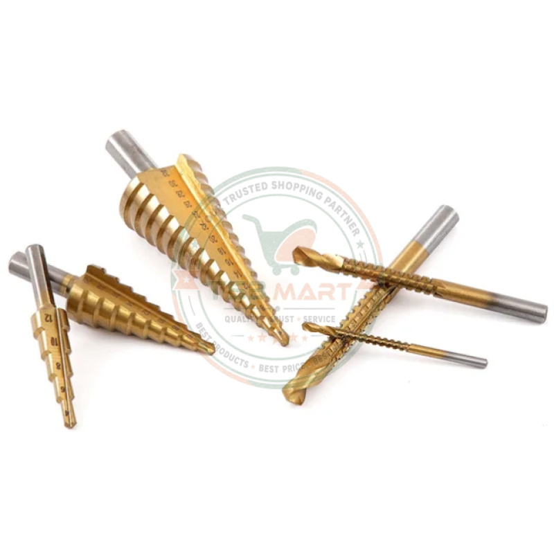 Pagoda drill serrated drill 6-piece set titanium-plated pagoda drill woodworking hole reaming groove pagoda drill plastic box suit