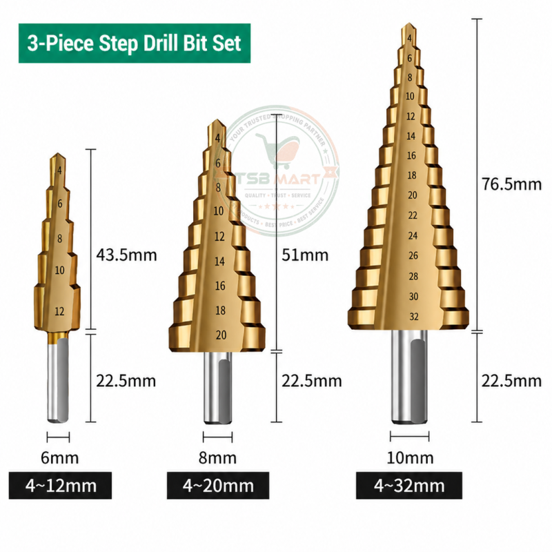 Pagoda drill serrated drill 6-piece set titanium-plated pagoda drill woodworking hole reaming groove pagoda drill plastic box suit