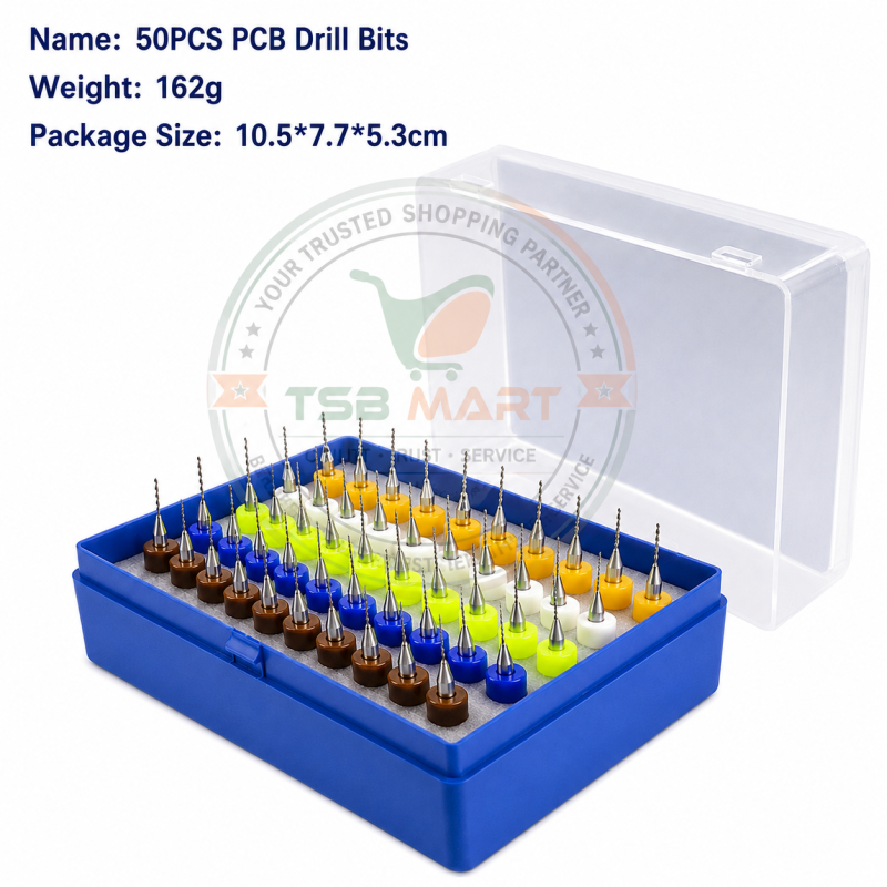 50-Piece 0.5-0.9mm Micro PCB Carbide Router Bit Kit CNC Cutter Milling Carving Bit Set PCB Drilling End Mill Cutter Machine