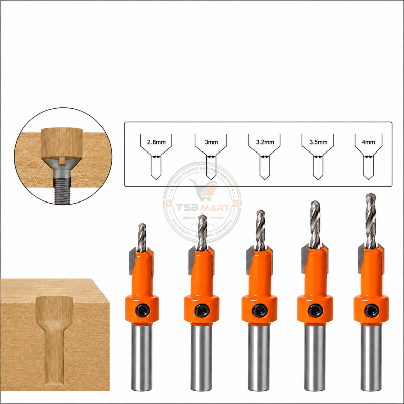 5Pcs 8mm/10mm Shank HSS Woodworking Countersink Router Bit Screw Extractor Remon Demolition for Wood Milling Cutter