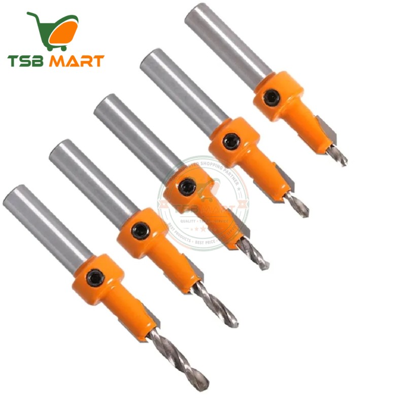 5Pcs 8mm/10mm Shank HSS Woodworking Countersink Router Bit Screw Extractor Remon Demolition for Wood Milling Cutter
