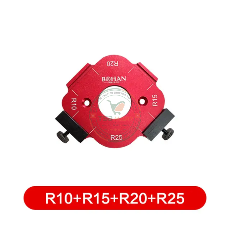 R10-R50 Aluminum Alloy Round Corner Radius Template Set, Router Table Jig for Woodworking, Arc Cutting Aid with Removable Clip