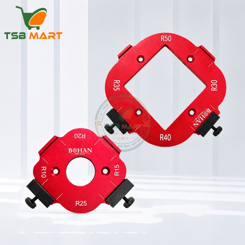 R10-R50 Aluminum Alloy Round Corner Radius Template Set, Router Table Jig for Woodworking, Arc Cutting Aid with Removable Clip