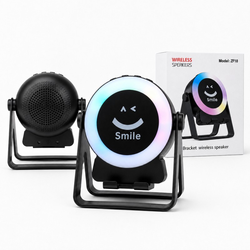 ZF18 Multifunctional Bluetooth Wireless Speaker with Adjustable Mobile Phone Stand & ^ RGB LED Light - Smile Edition