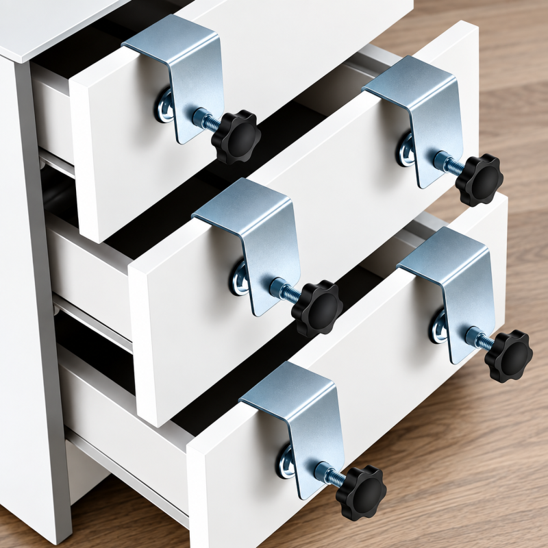 Cabinet Clamps, Installation Clamp Zinc Drawer Fixing Clip, Adjustable Cabinet Hardware Jig for Carpenter Cabinets Frame A