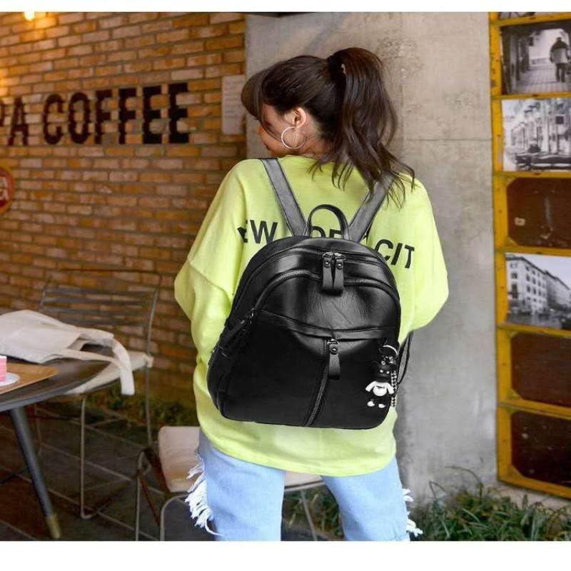 PU leather backpack large capacity high school student schoolbag leisure ladies travel backpack