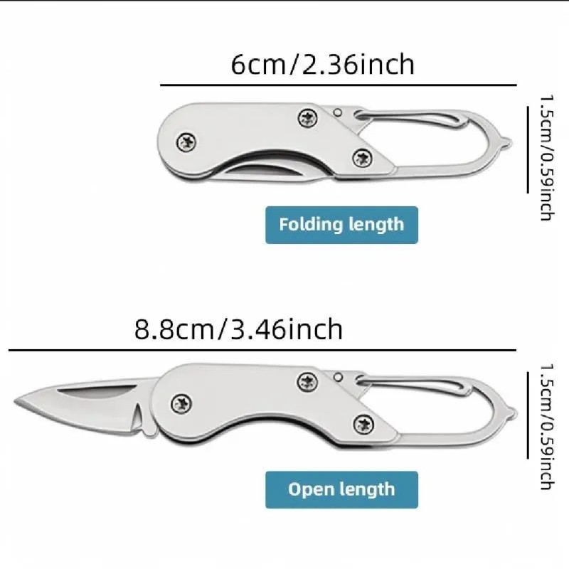 Stainless Steel Mini Pocket Knife, All-Steel Outdoor Lightweight Portable Folding Knife, Express Box Opener, Creative Keychain