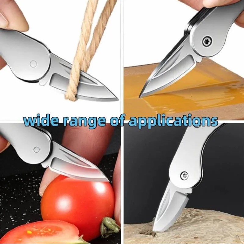 Stainless Steel Mini Pocket Knife, All-Steel Outdoor Lightweight Portable Folding Knife, Express Box Opener, Creative Keychain