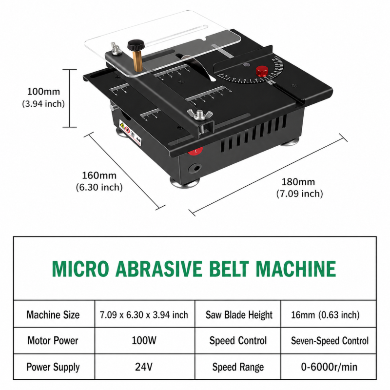 Table Saw 0-90°Angle Adjustable Woodworking Cutting Machine Speed 1000-3000R/Min Fit for Wooden Model Crafts Metal Cutting US Plug