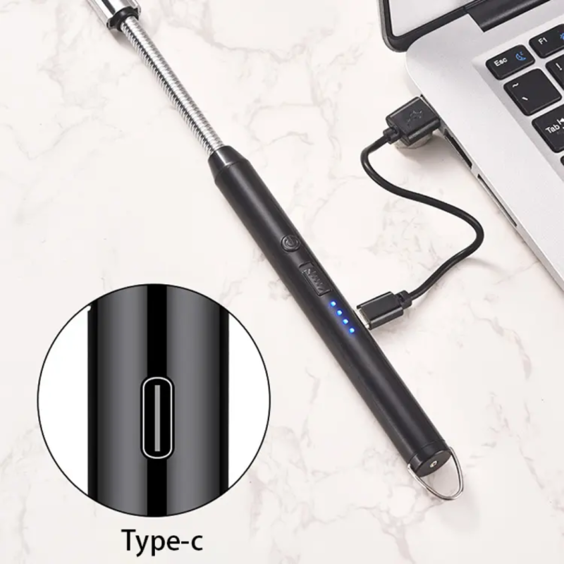 USB Arc Pulse Ignition Candle Gas Stove Igniter 360 Degree Hose