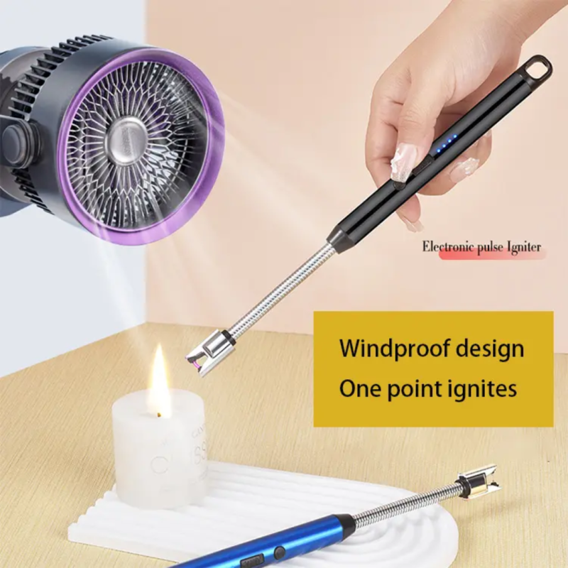 USB Arc Pulse Ignition Candle Gas Stove Igniter 360 Degree Hose