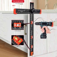 2 in 1 Drilling Positioning Ruler Combination Angle Ruler T-Shaped Ruler Cabinet Hardware Jig Drawer Installation Woodworking