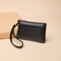 double zipper change purse mini coin bag wrist strap hand bag short small wallet