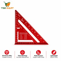 Ruler Measurement Tool Aluminum Alloy Carpenter Tools Inch Metric Angle Ruler Speed Square Woodworking Tools